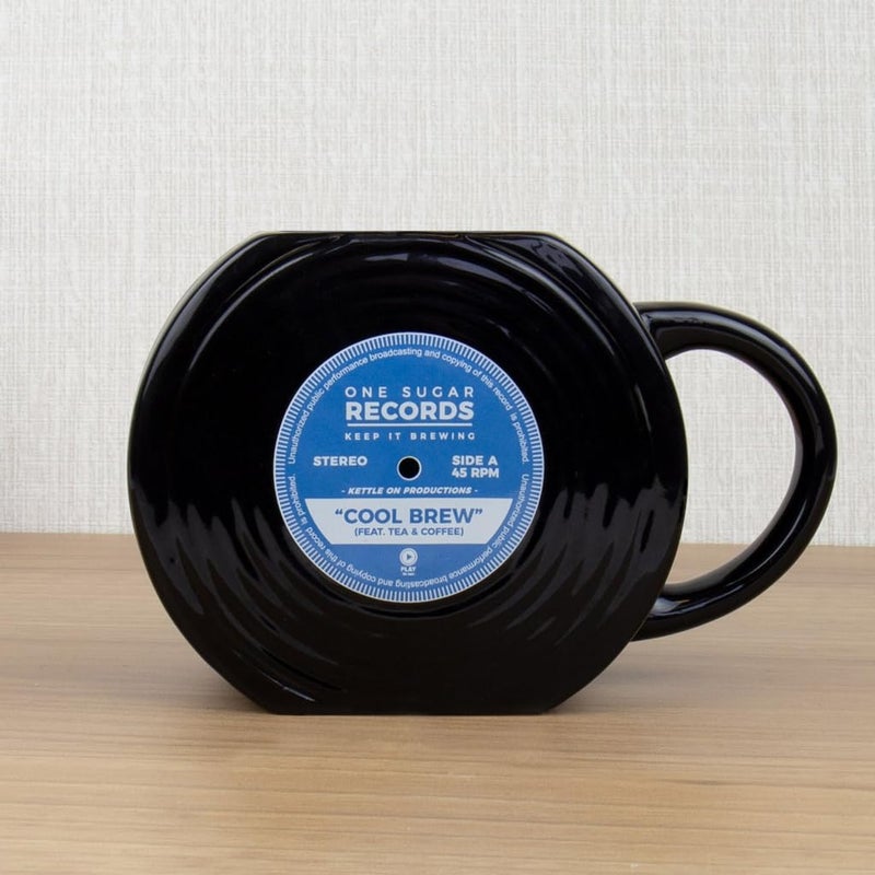 Gift Republic Vinyl Record Novelty Mug Retro Coffee Cup Music Lovers Gift Cool Retro Packaging Large Black Mug Birthday Christmas Gift For Music Fans - Image 2